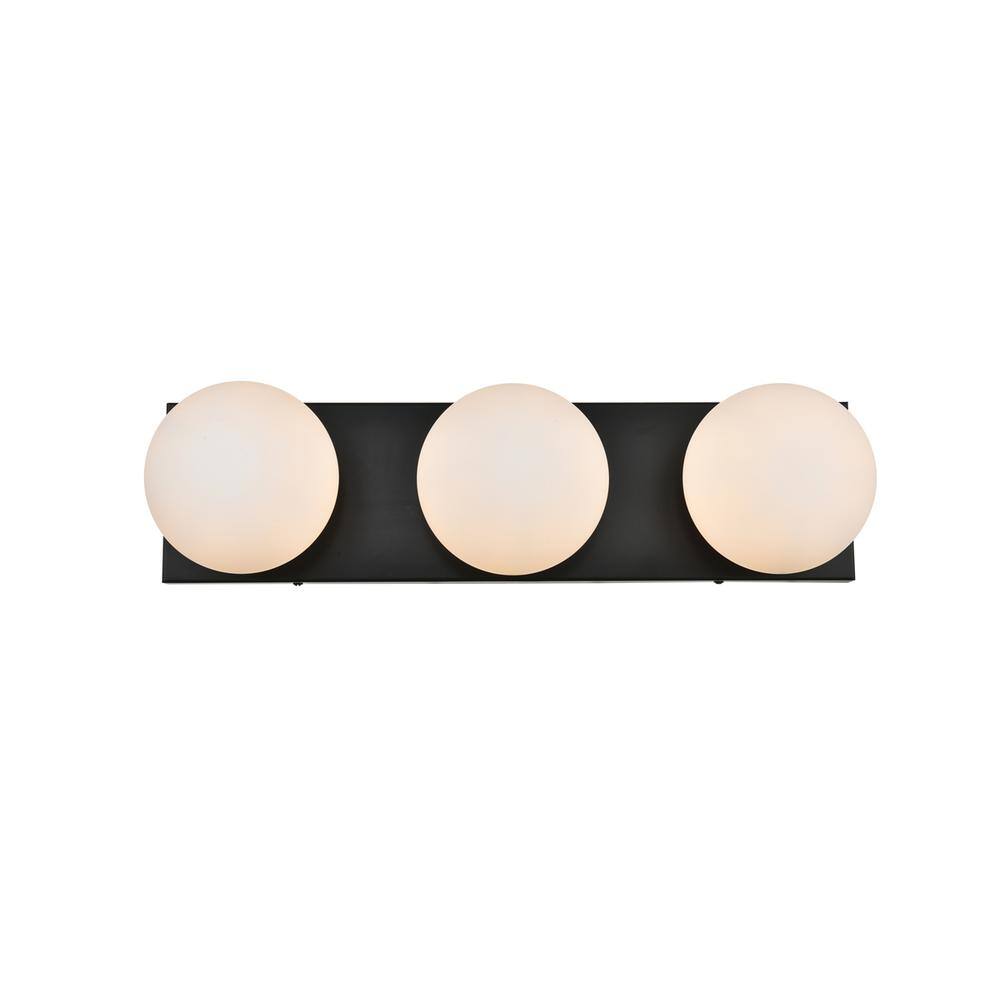 Alt View 1. Living District - Jaylin 3 light Black and frosted white Bath Sconce - Black And Frosted White.