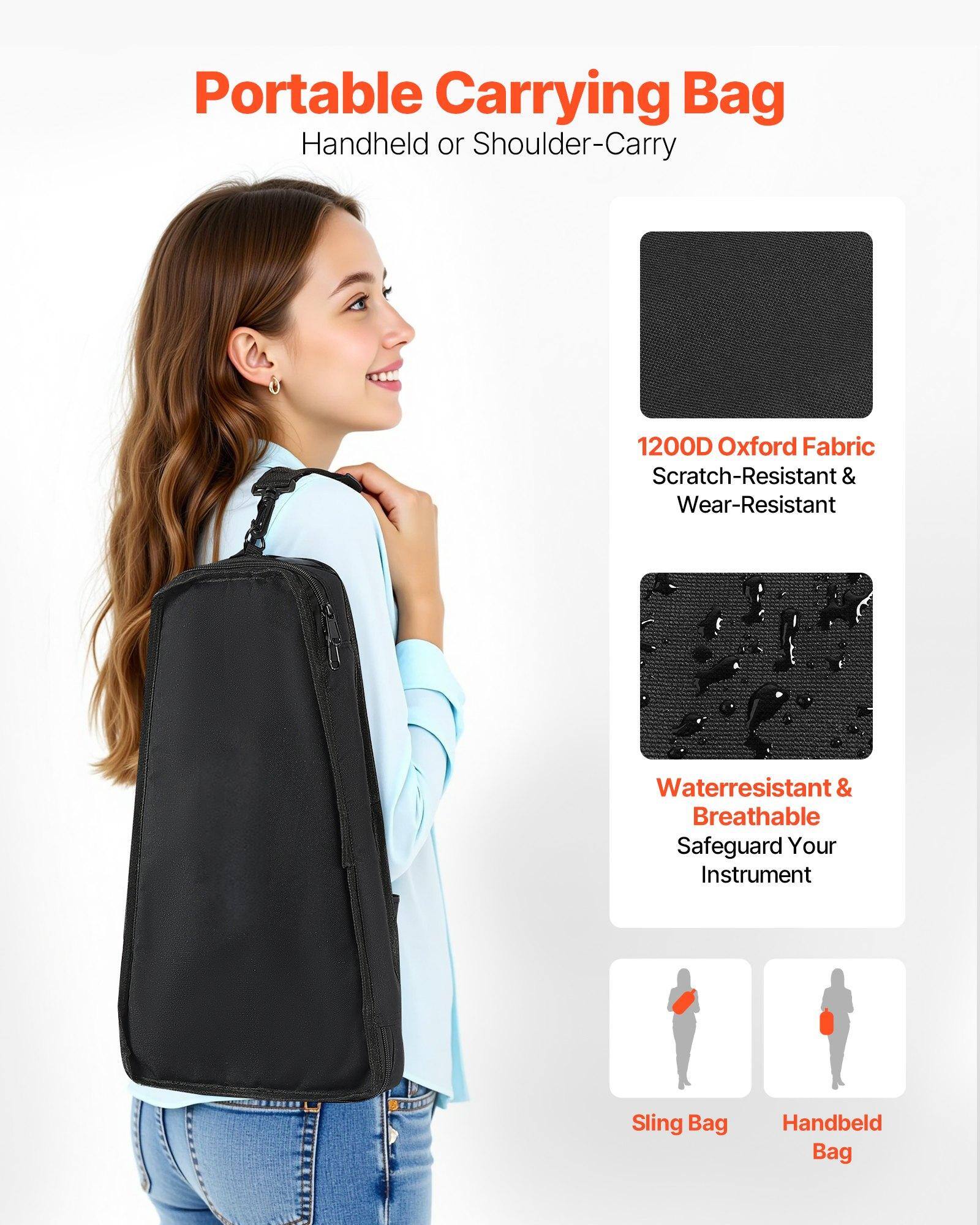 Portable Carrying Bag  
Handheld or Shoulder-Carry  

1200D Oxford Fabric  
Scratch-Resistant & Wear-Resistant  

Waterresistant & Breathable  
Safeguard Your Instrument  

Sling Bag  
Handheld Bag
