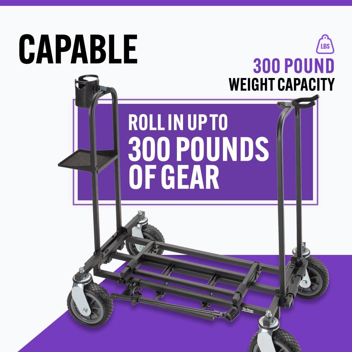 CAPABLE  
300 POUND WEIGHT CAPACITY  
ROLL IN UP TO 300 POUNDS OF GEAR