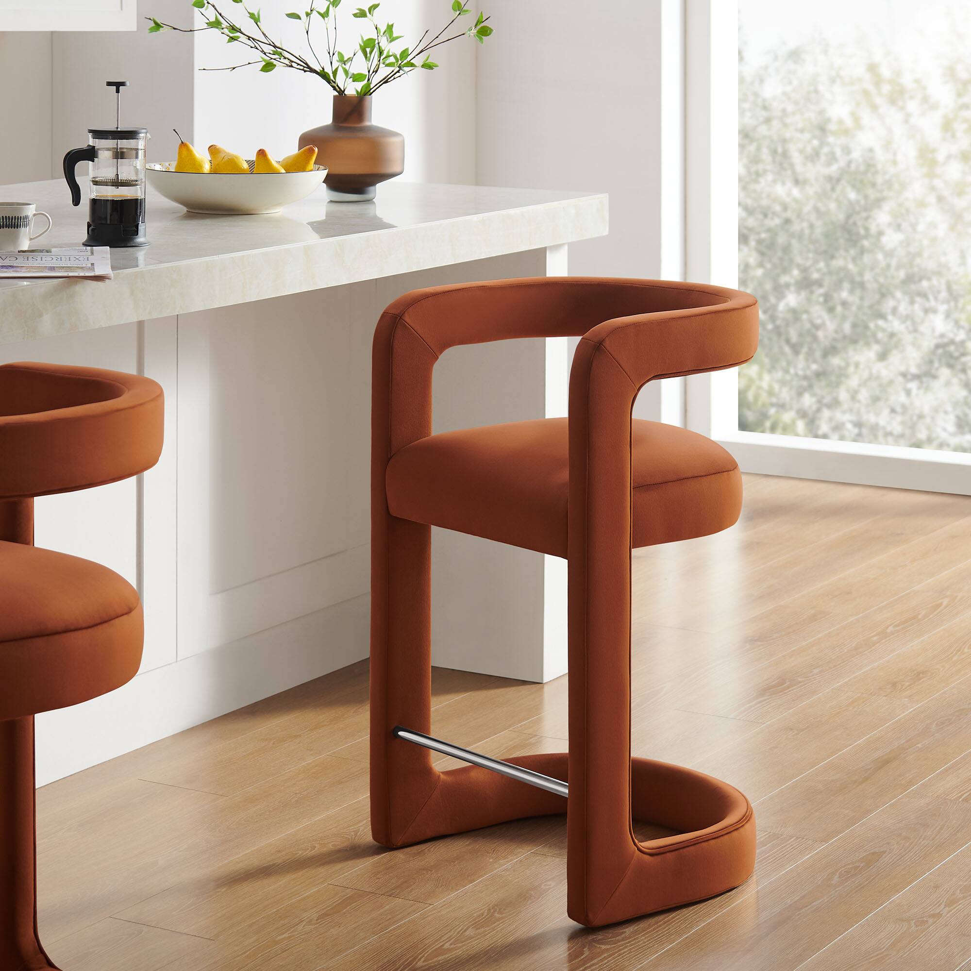 Alt View 4. Modway - Winslow Performance Velvet Counter Stool - Brown.