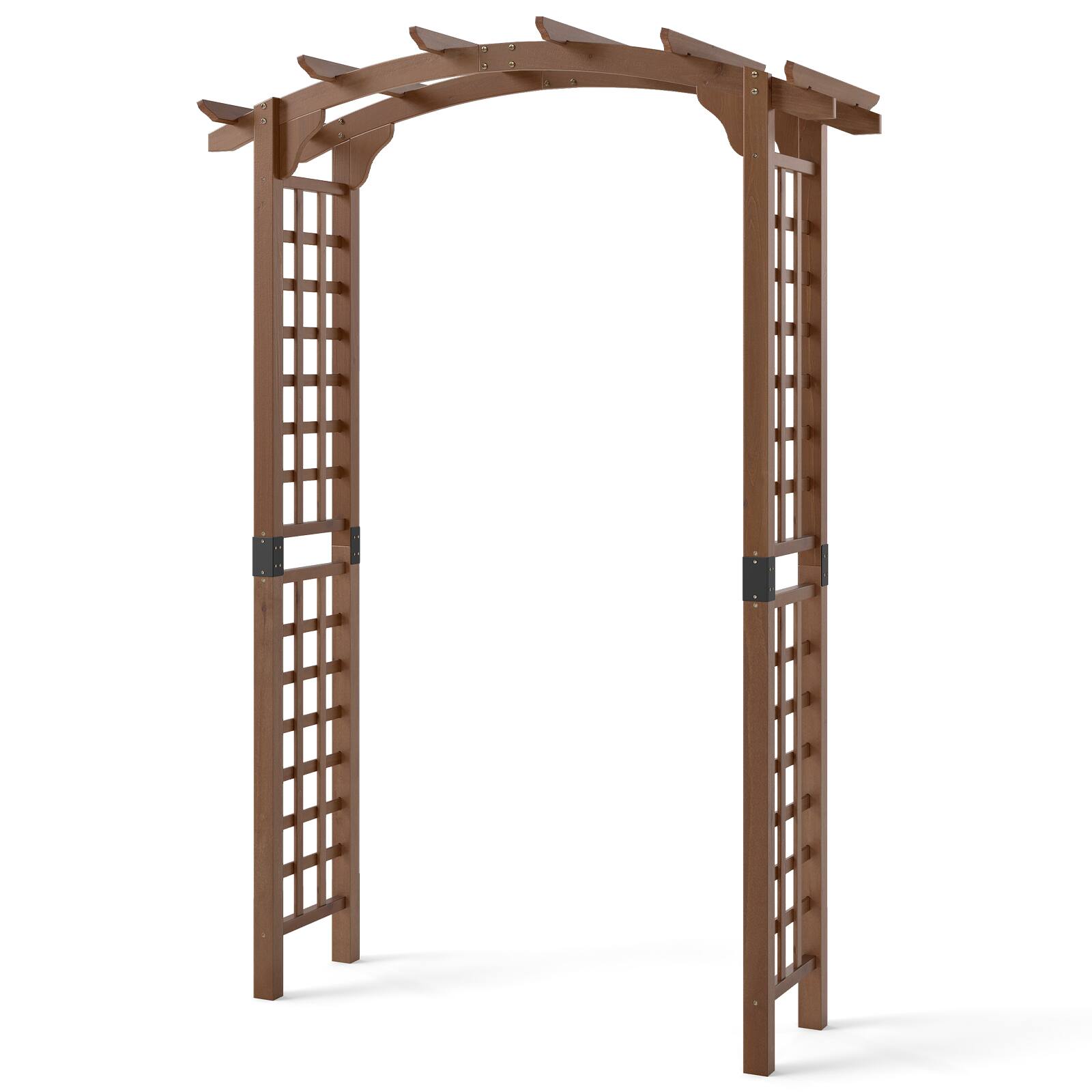 Alt View 9. Gymax - Gymax 7.5 FT Garden Arch Wooden Arbor Outdoor Wood Trellis for Climbing Plants - Brown.