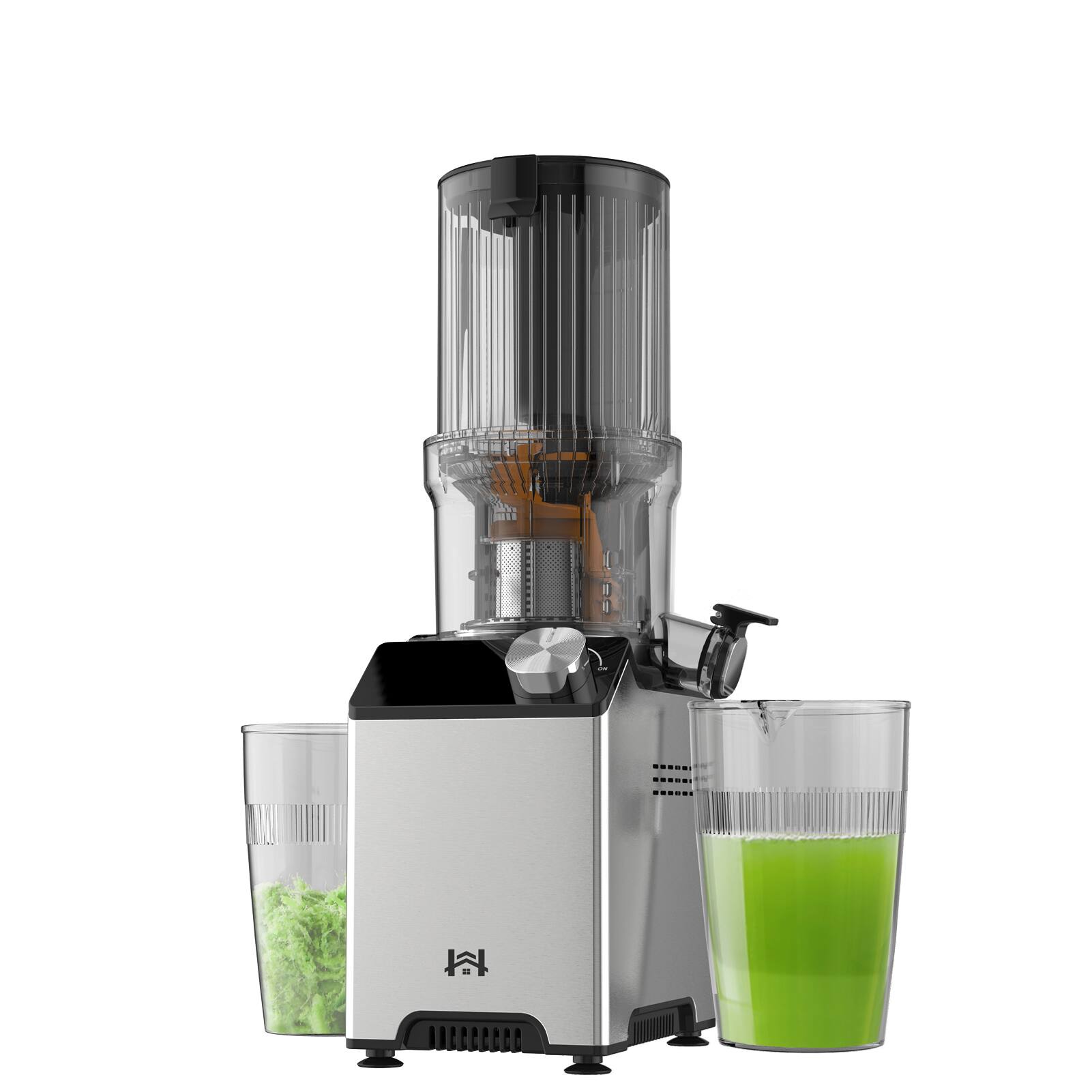 Whuto - Cold Press Juicer, Juicer Machines with 4.35'' Wide Feed Chute, Ergonomic Operational Panel Design, Knob - Platinum