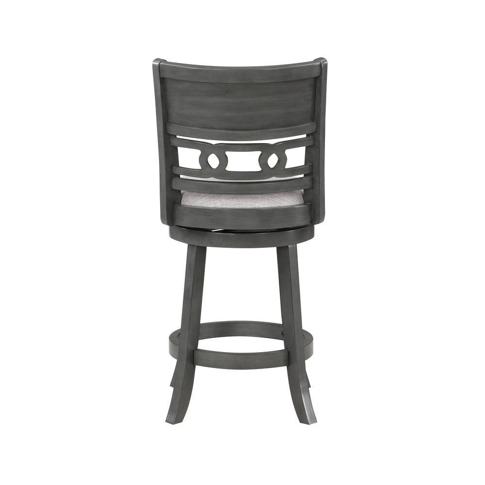 Alt View 1. New Classic Furniture - Gia 24" Solid Wood Swivel Counter Stool with Fabric Seat in Gray - Gray.