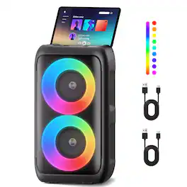 Dazzed Corner - Bluetooth Party Speaker with 2 Rechargeable Wireless Microphones - Black