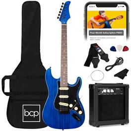 Best Choice Products - 39in Full Size Beginner Electric Guitar Kit with Case, Strap, Amp, Whammy Bar - Midnight Blue