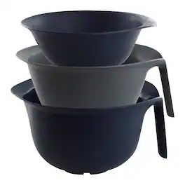 Oster - Bluemarine 3 Piece Nestable Plastic Colander and 3 Quart Bowl Set in Dark Blue