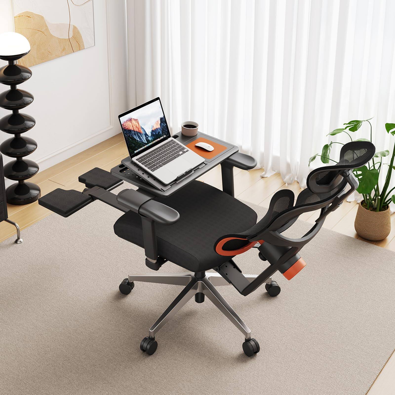 Angle. Newtral - Ergonomic Office Chair with Detachable Laptop Table, Auto-Following Backrest, 4D Armrests, Footrest & Expert Endorsed - Black.