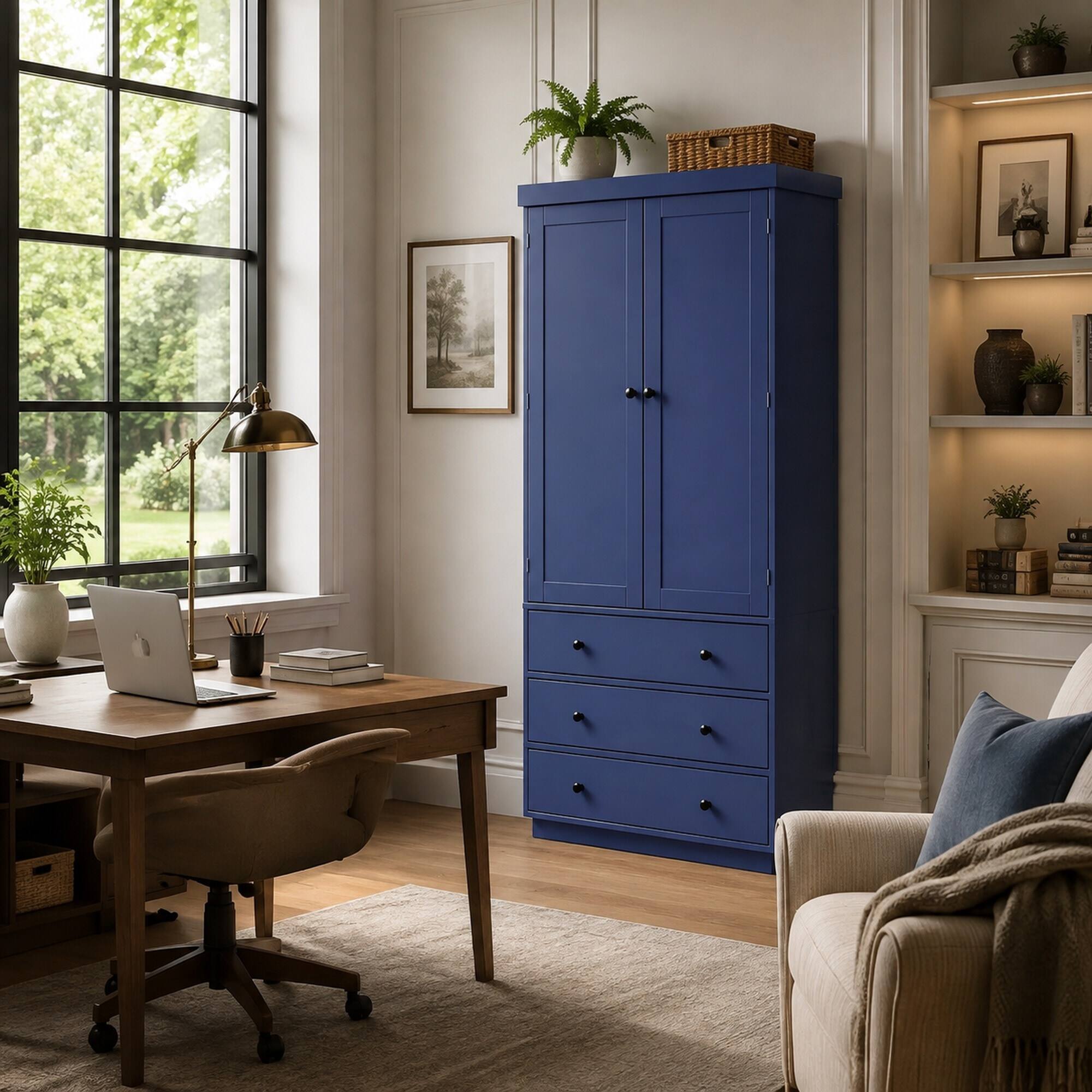 RYHNUYNE Freestanding 77 Inch Farmhouse Kitchen Pantry Cabinet with 3 ...