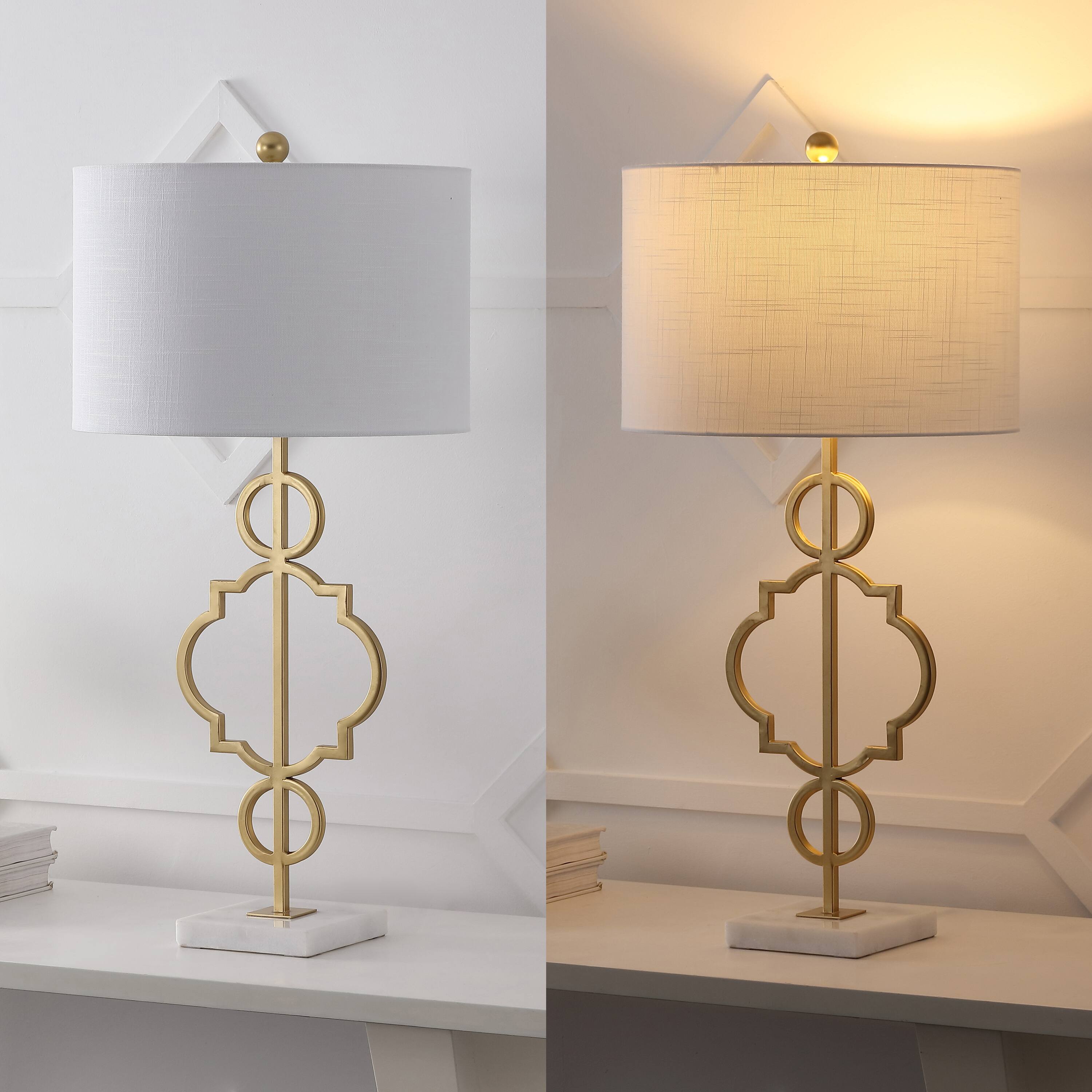 Alt View 5. Jonathan Y - July 31" Modern Contemporary Metal LED Table Lamp, Gold Painting - Gold Painting/White.
