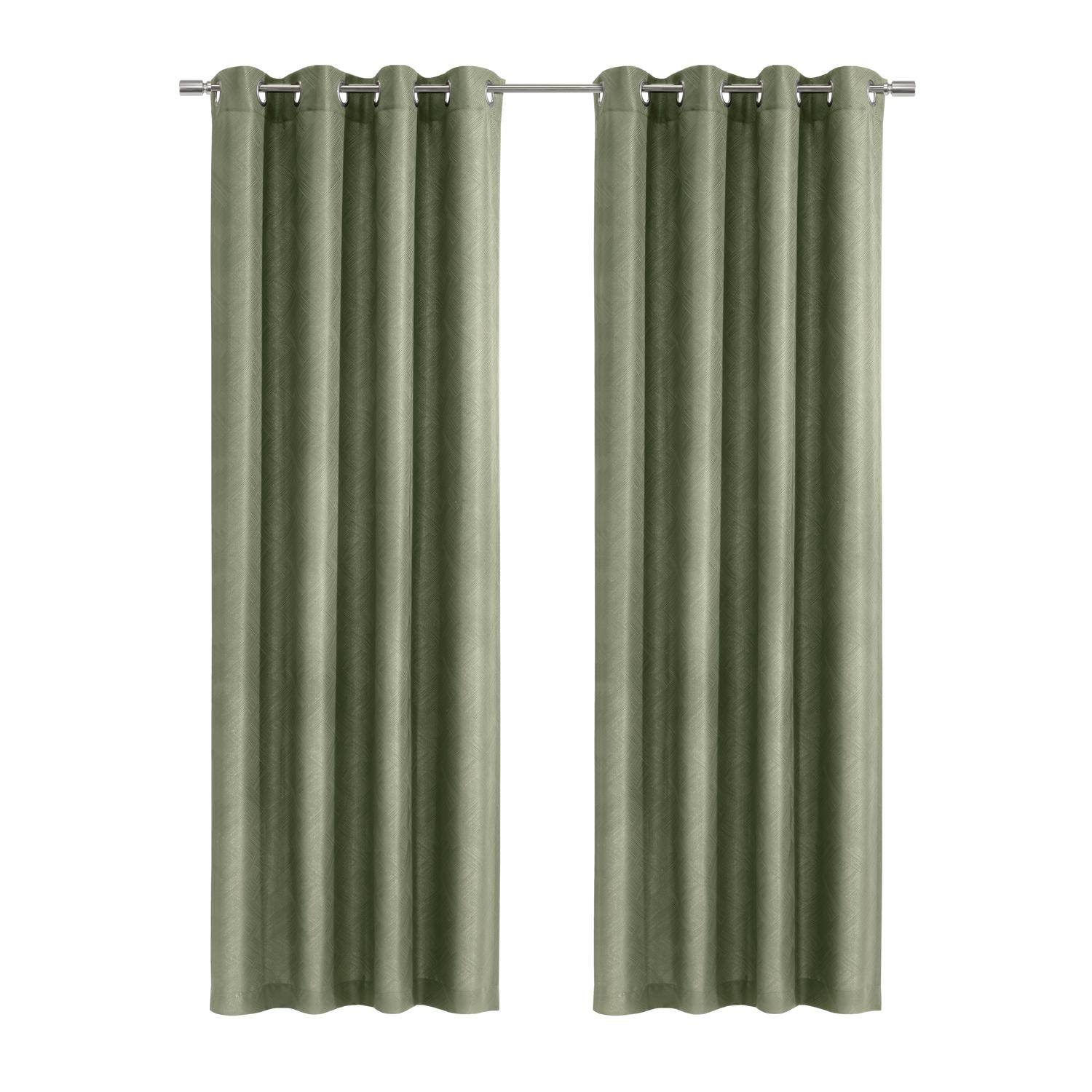 Front. Commonwealth Home Fashions - Habitat Abstract Light Filtering Energy Efficeint Grommet Curtain Panel for Windows 52" x 95"in Green - Green.
