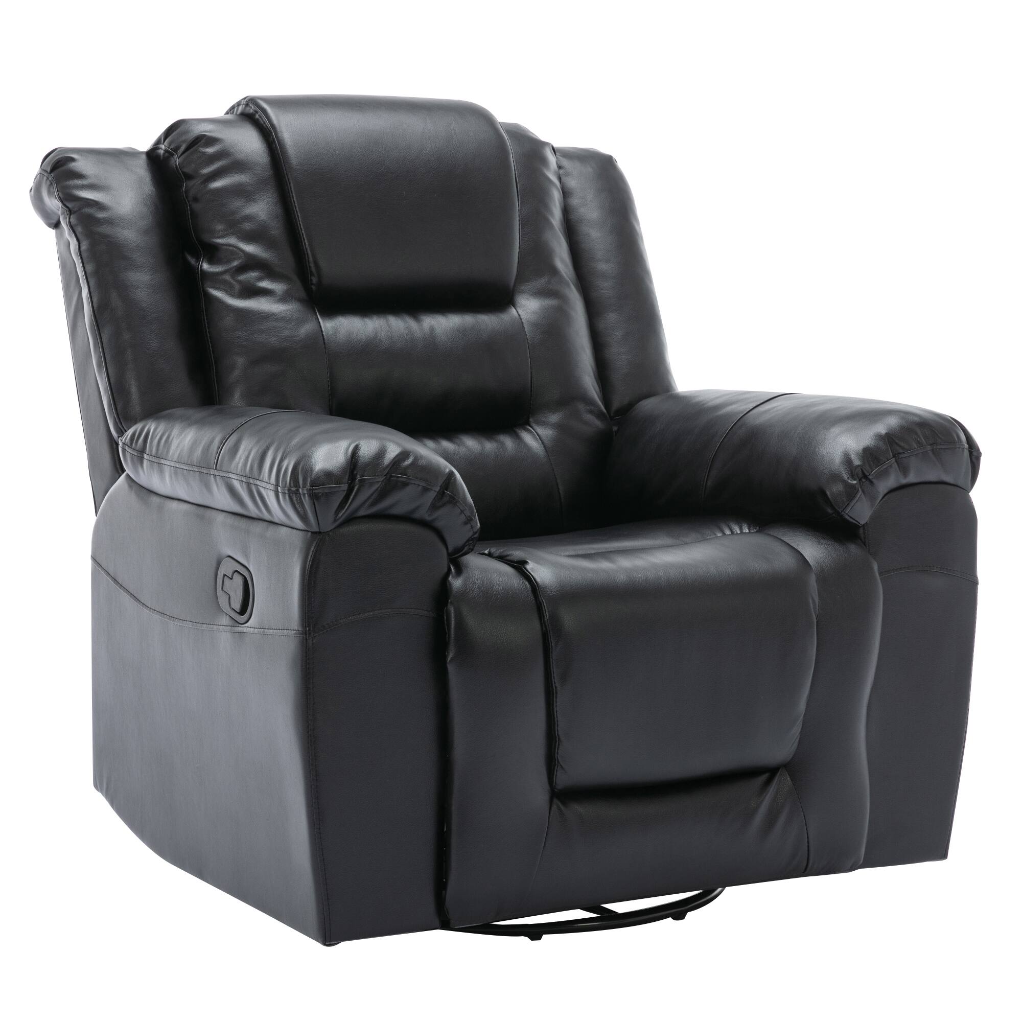 Alt View 5. TinyHomie - 360Swivel and Rocking Home Theater Recliner Manual Recliner Chair with Wide Armrest for Living Room Bedroom Black - Black.