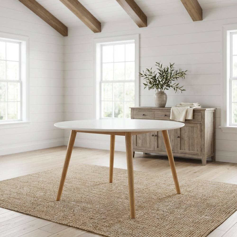 Left. FurniFact - Multi-Color Round Coffee Table with Sturdy Construction and Compact Design SKU - Glossy White.