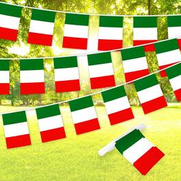 G128 - Italy Bunting Banner, 33 ft String with 38 Mini Flags, 150D Polyester - Assorted Colors