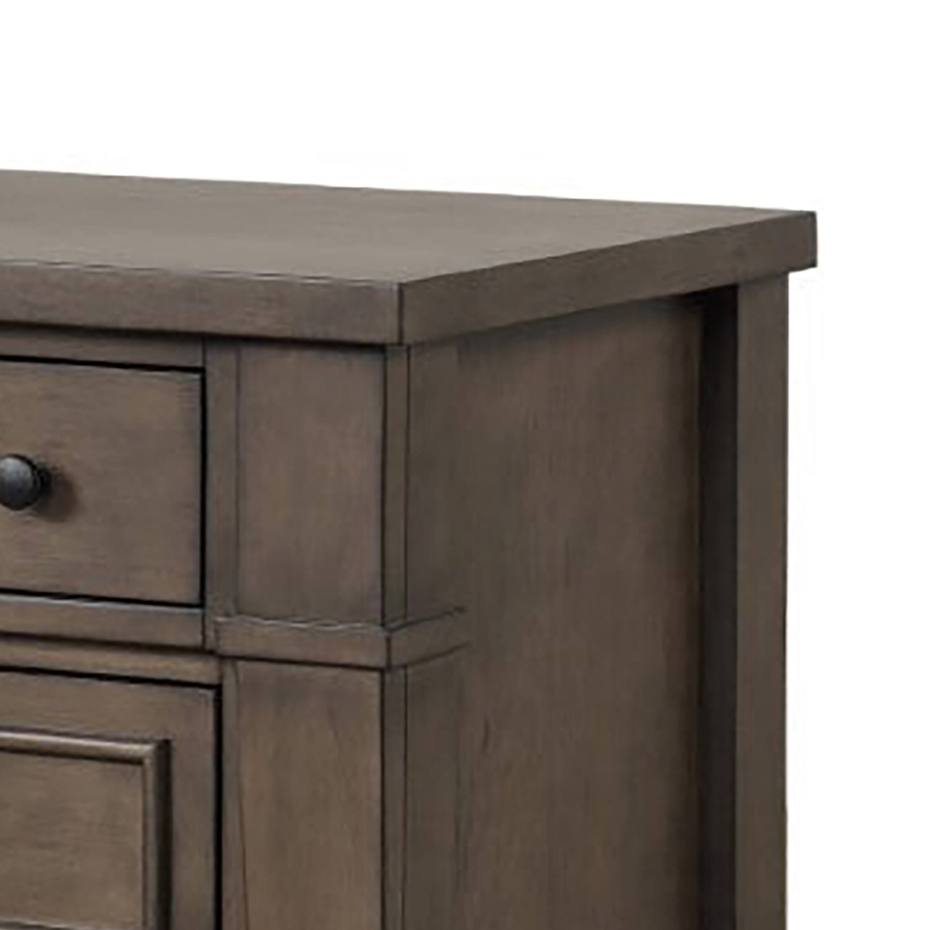 Alt View 2. Manhattan Lane - Huder Nightstand, 3 Drawers, 29 Inch - Walnut Brown, Black.