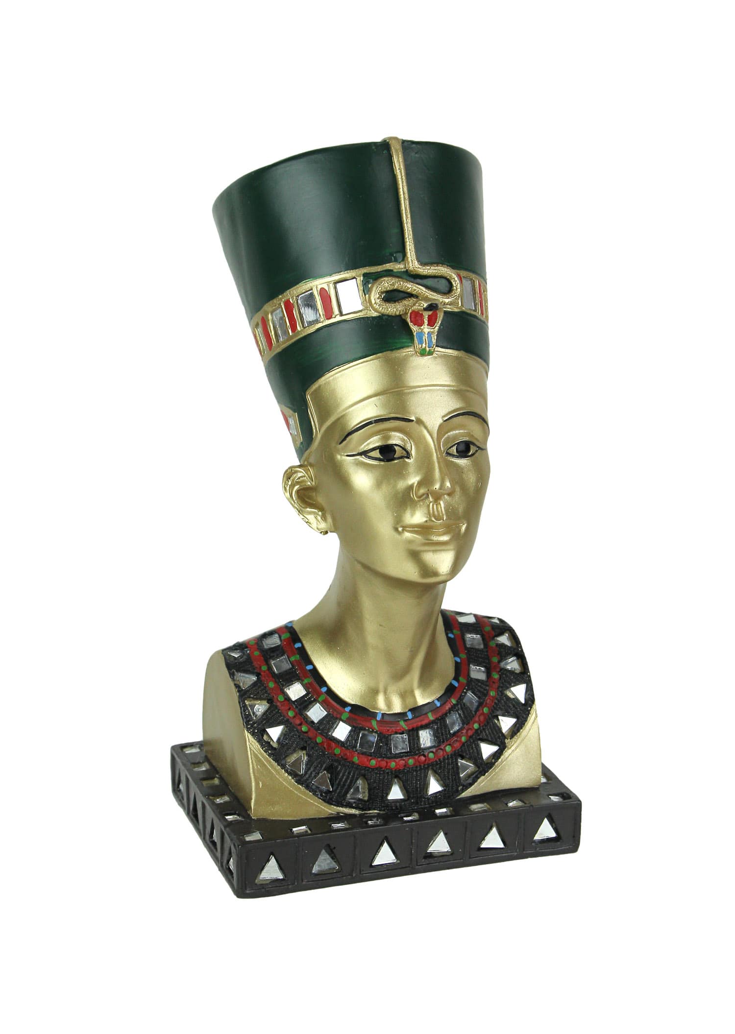 Everspring Import Co. - Golden Finished Ancient Egyptian Queen Nefertiti Bust Statue - Multicolored