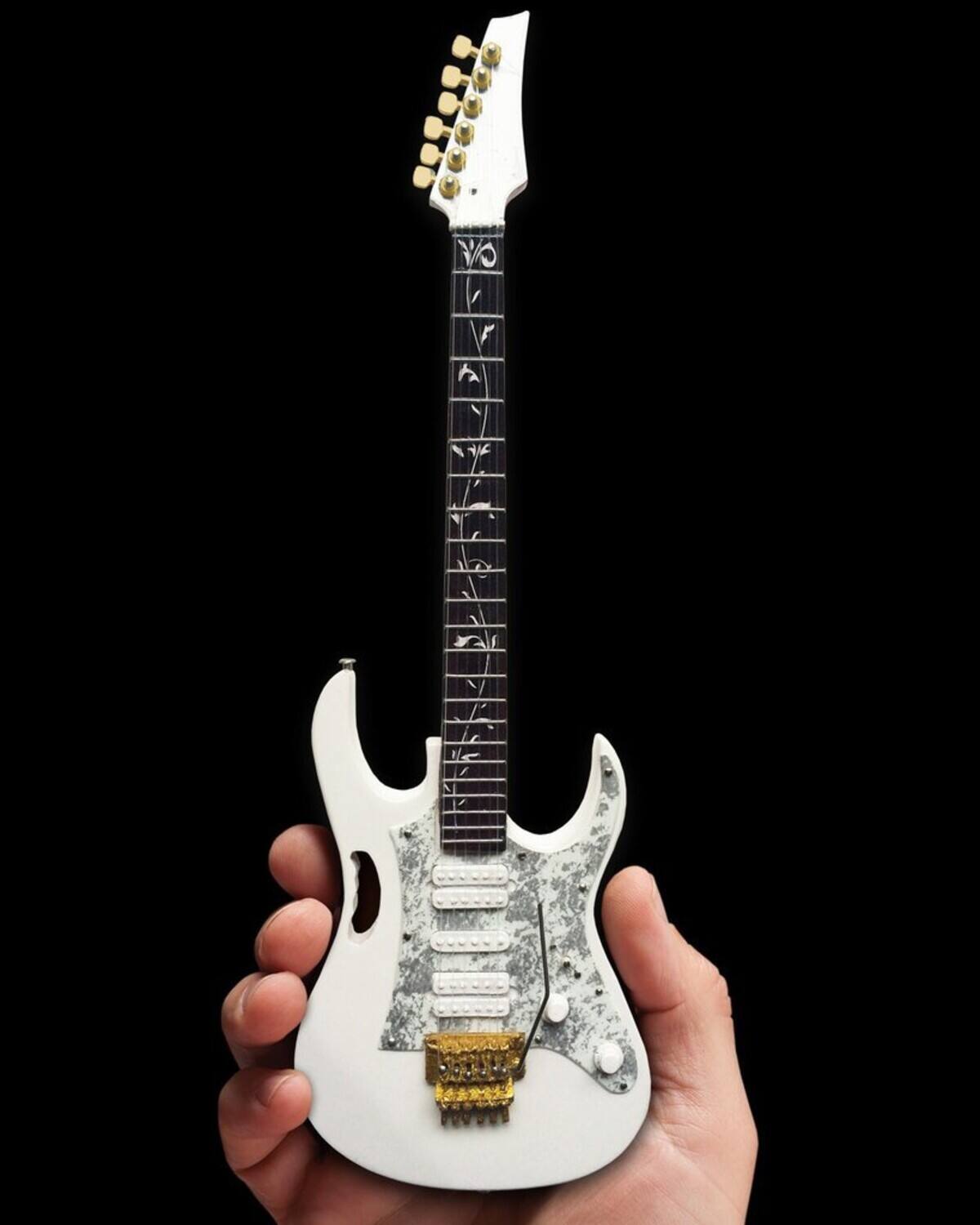 Alt View 1. Axe Heaven - Steve Vai - Axe Heaven Steve Vai Signature White JEM Mini Guitar Replica Collectible SV-130   - Collectibles - Multicolor.