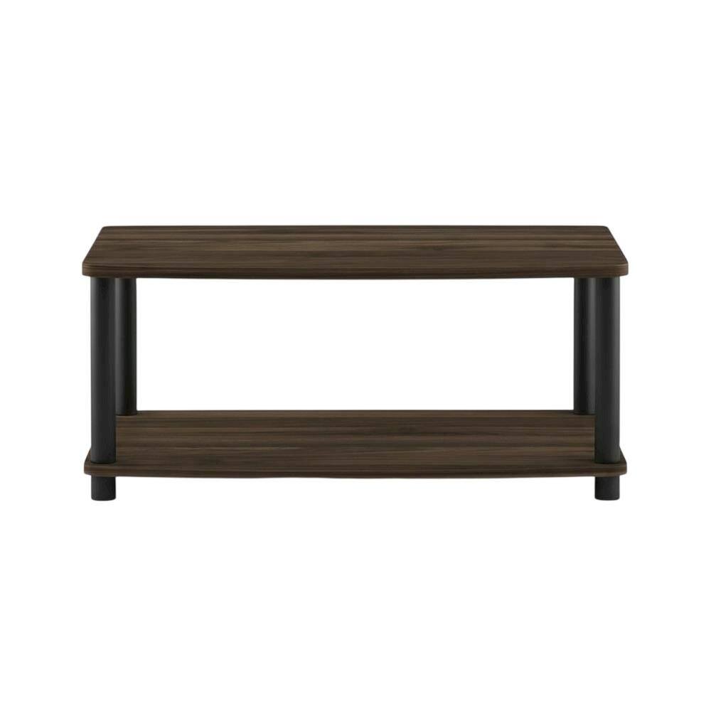 Alt View 3. FurniFact - Wooden TV stand with elevated design and no tools required - Brown Black.