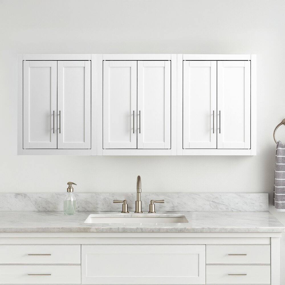 Alt View 7. Crosley Furniture - Savannah 3Pc Wall Storage Cabinet - 3 Wall Cabinets - White.
