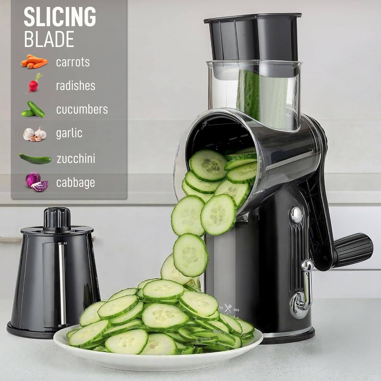 SLICING BLADE  
carrots  
radishes  
cucumbers  
garlic  
zucchini  
cabbage