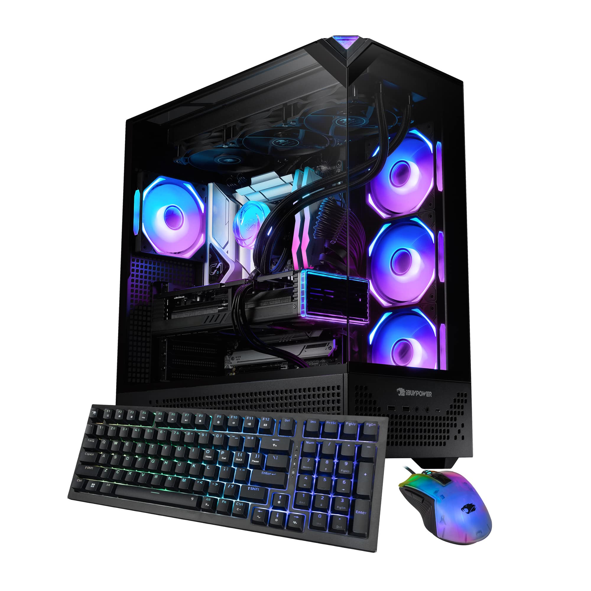 iBUYPOWER - Element Pro Gaming Desktop PC-AMD Ryzen 7 9800X3D,NVIDIA GeForce RTX 5060Ti 8GB,32GB DDR5 RGB,2TB SSD - Black - Front_Zoom