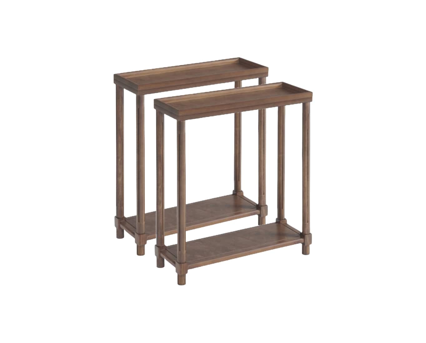 Hivvago - Set Of Two 24 Inch Wood Rectangular End Tables With Shelf - Chestnut