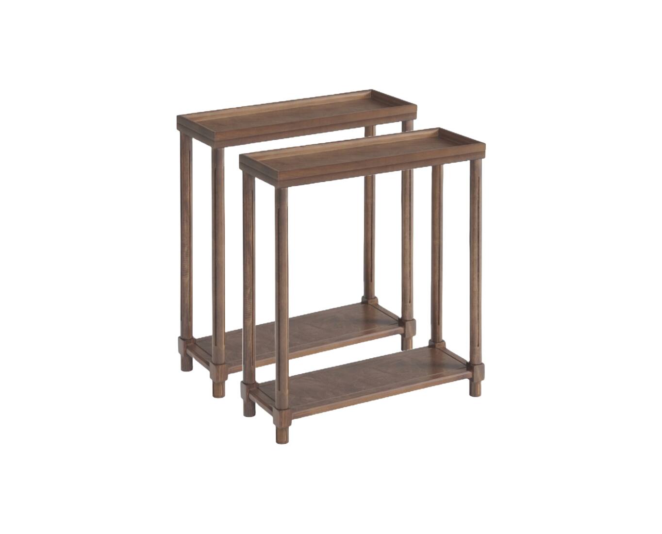 Front. Hivvago - Hivvago Set Of Two 24 Inch Wood Rectangular End Tables With Shelf - Chestnut.