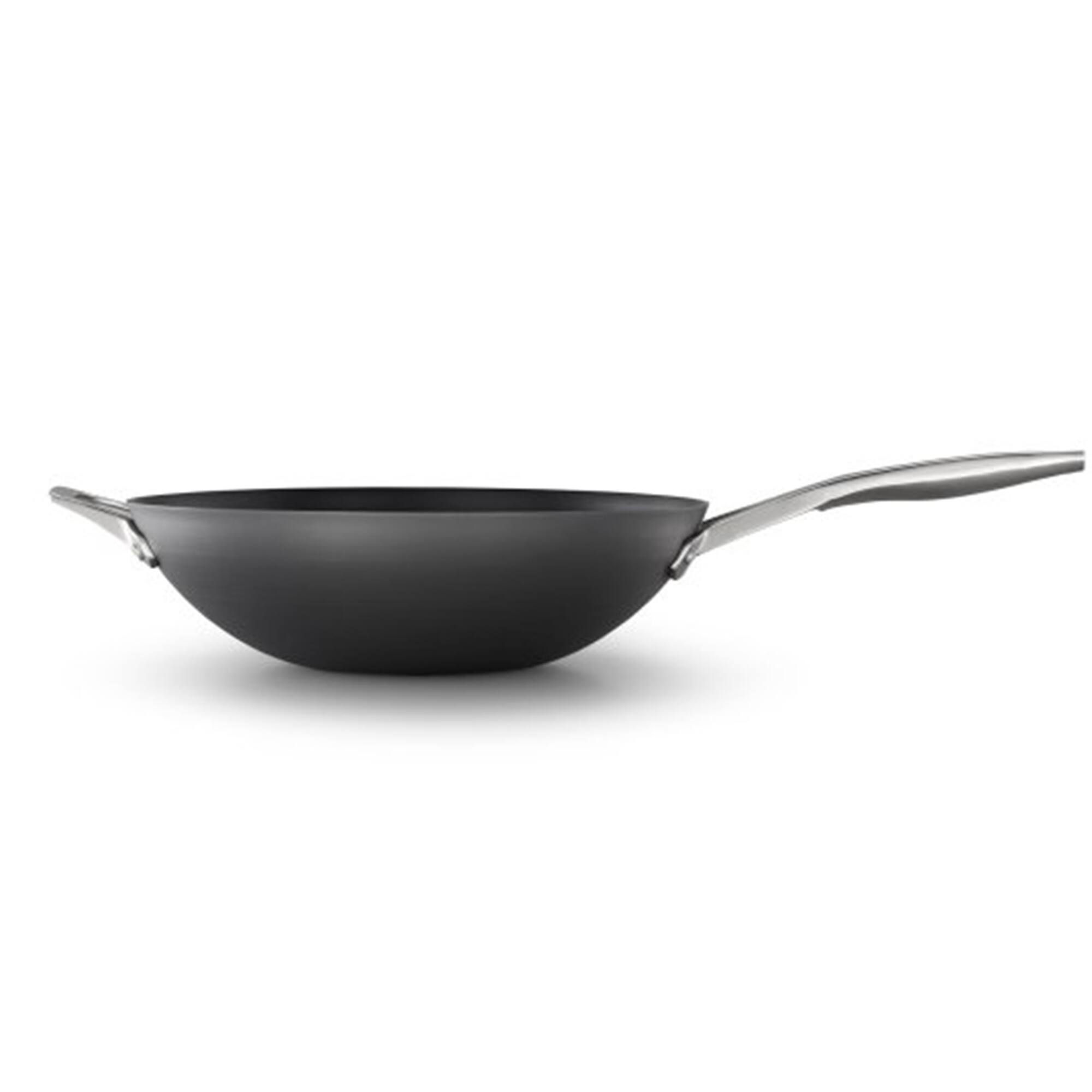 Front. Calphalon - Calphalon Premier 13 Inch Hard Anodized MineralShield Nonstick Flat Wok Pan - Black.