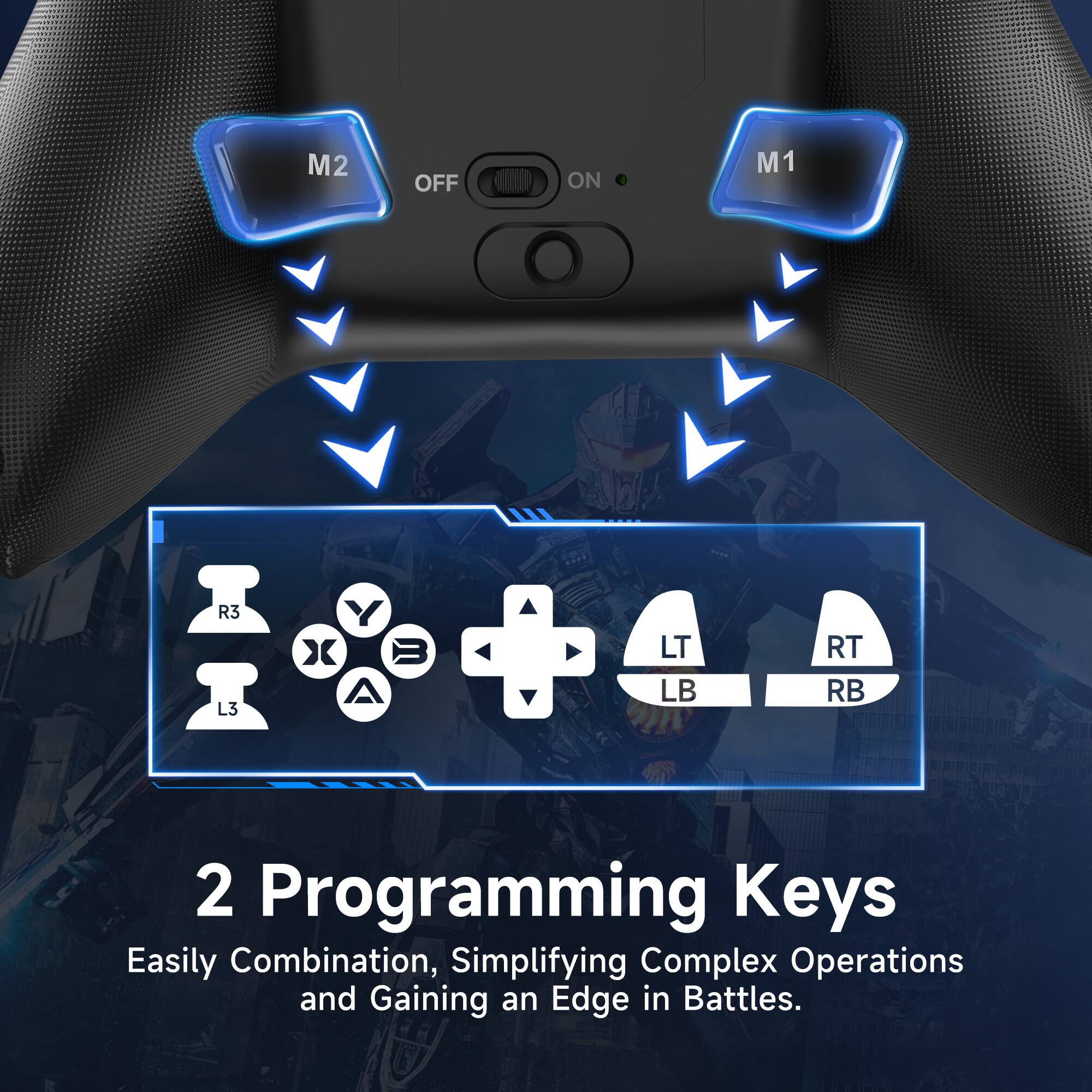 M2 OFF ON M1

2 Programming Keys

Easily Combination, Simplifying Complex Operations and Gaining an Edge in Battles.