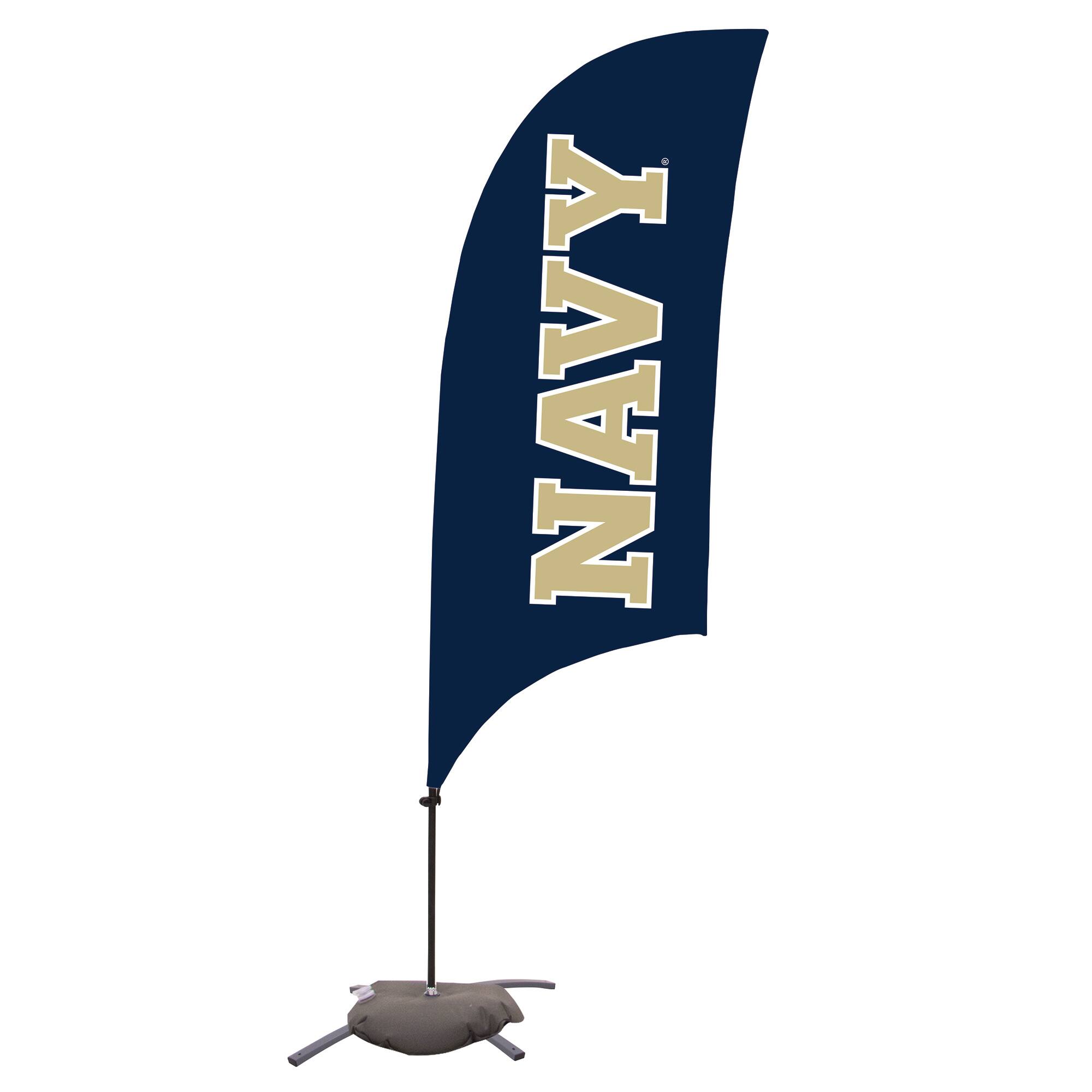 Front. Victory Corps - Navy Midshipmen 7.5' Razor Feather Flag with Base - Navy.
