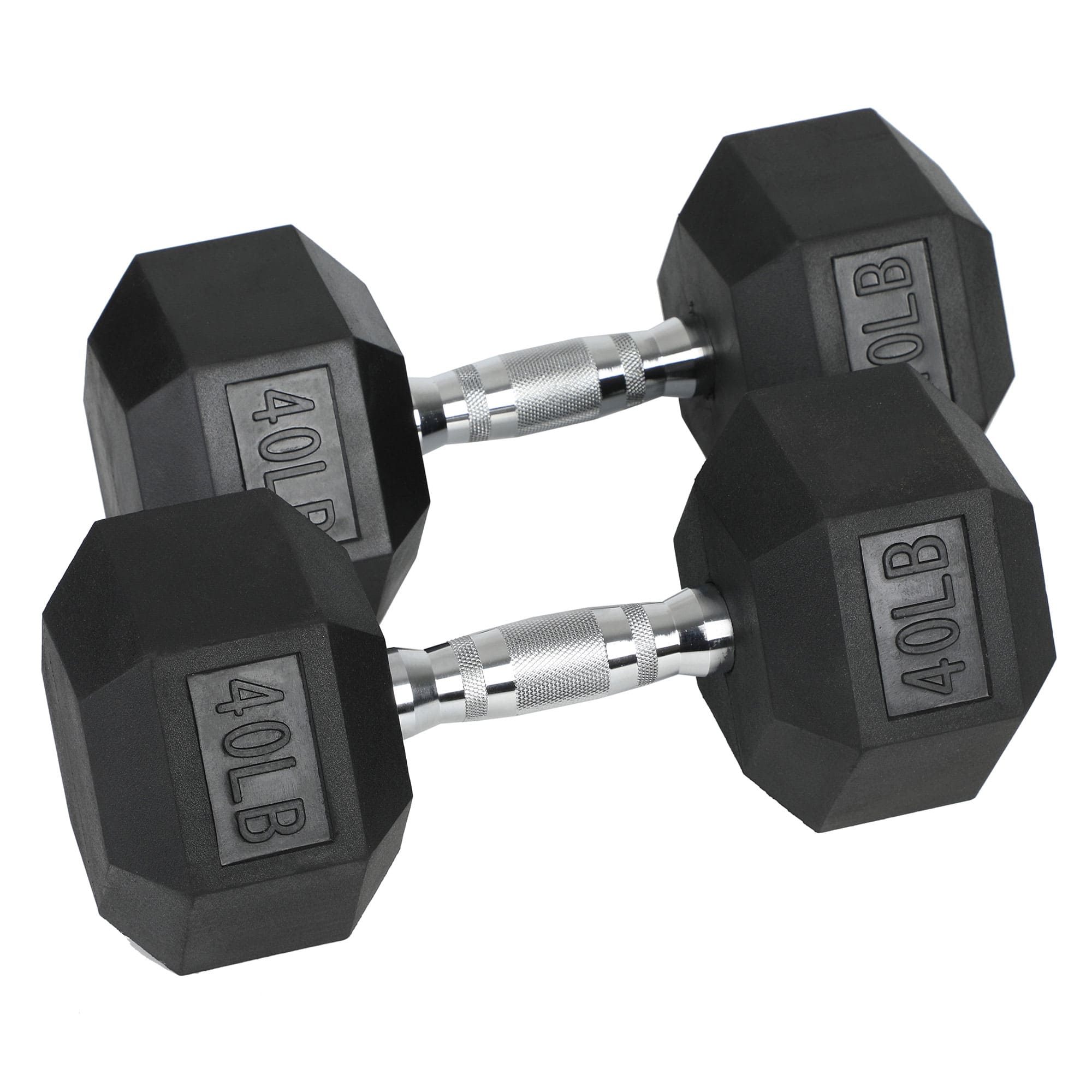 HolaHatha - Iron Hexagonal Cast Home Exercise Dumbbell Free Weight, 40 Pounds - Black