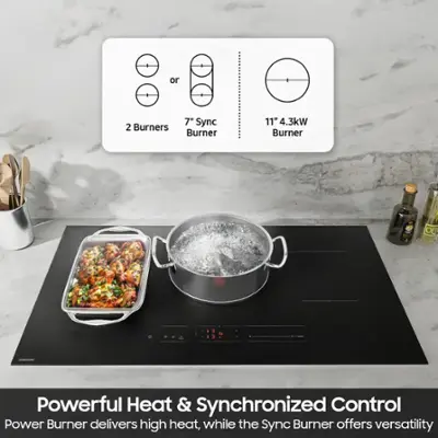 Samsung - 36" Induction Cooktop with Anti-Scratch Matte Glass and Sync - Black