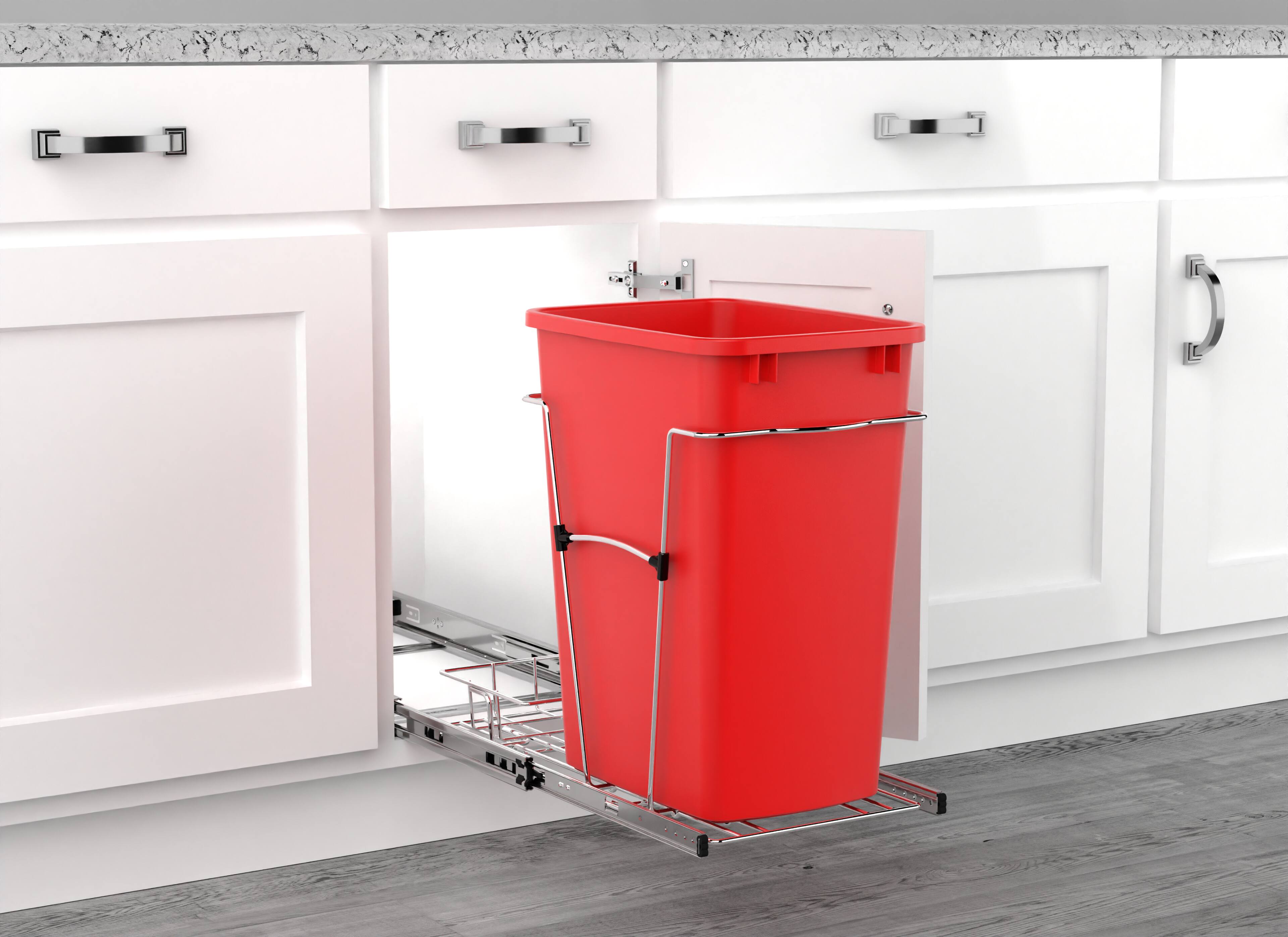 Alt View 7. Rev-A-Shelf - Rev-A-Shelf Pullout Trash Can 35 qt. for Kitchen Cabinets, Red, RV-12KD-16C-S - Red.