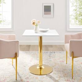 Verne 28" Square Dining Table by Modway - Gold White