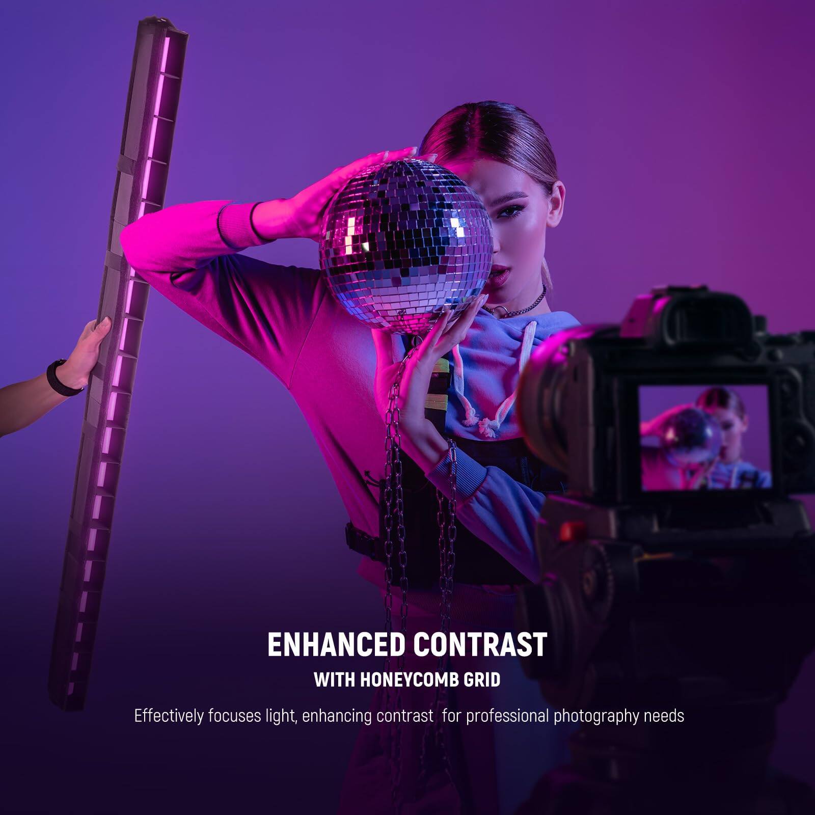 ENHANCED CONTRAST WITH HONEYCOMB GRID  
Effectively focuses light, enhancing contrast for professional photography needs