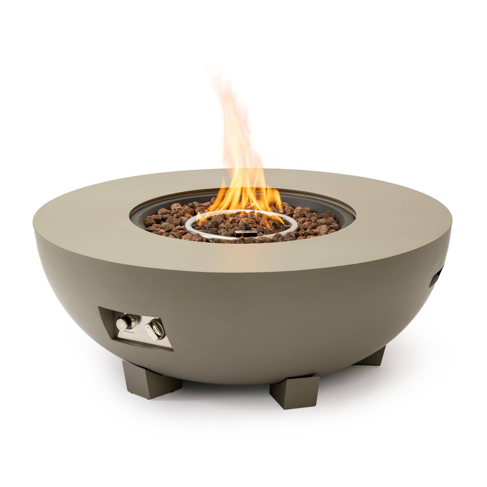 Angle. Spaco - 36" Round Propane Fire Pit Table, Safe Push-Button Ignition with Multi-Purpose Metal Cover - Grey.