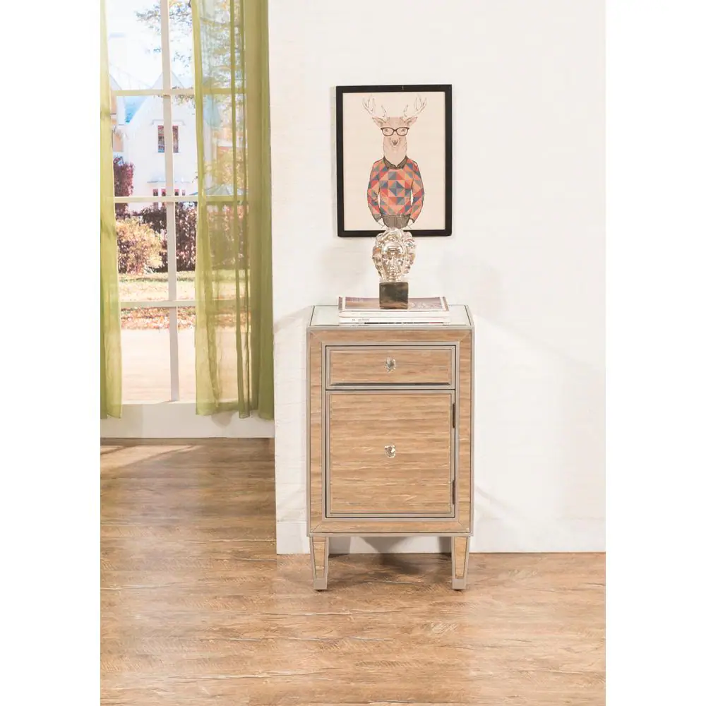 Angle. Elegant Decor - End table 1 drawer 18in. W x 13in. D x 29in. H in antique silver paint - Antique Silver.