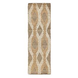 Manhattan Lane - Hallway Runner Rug, Moroccan Inspired Handwoven Geometric - Ivory, Brown