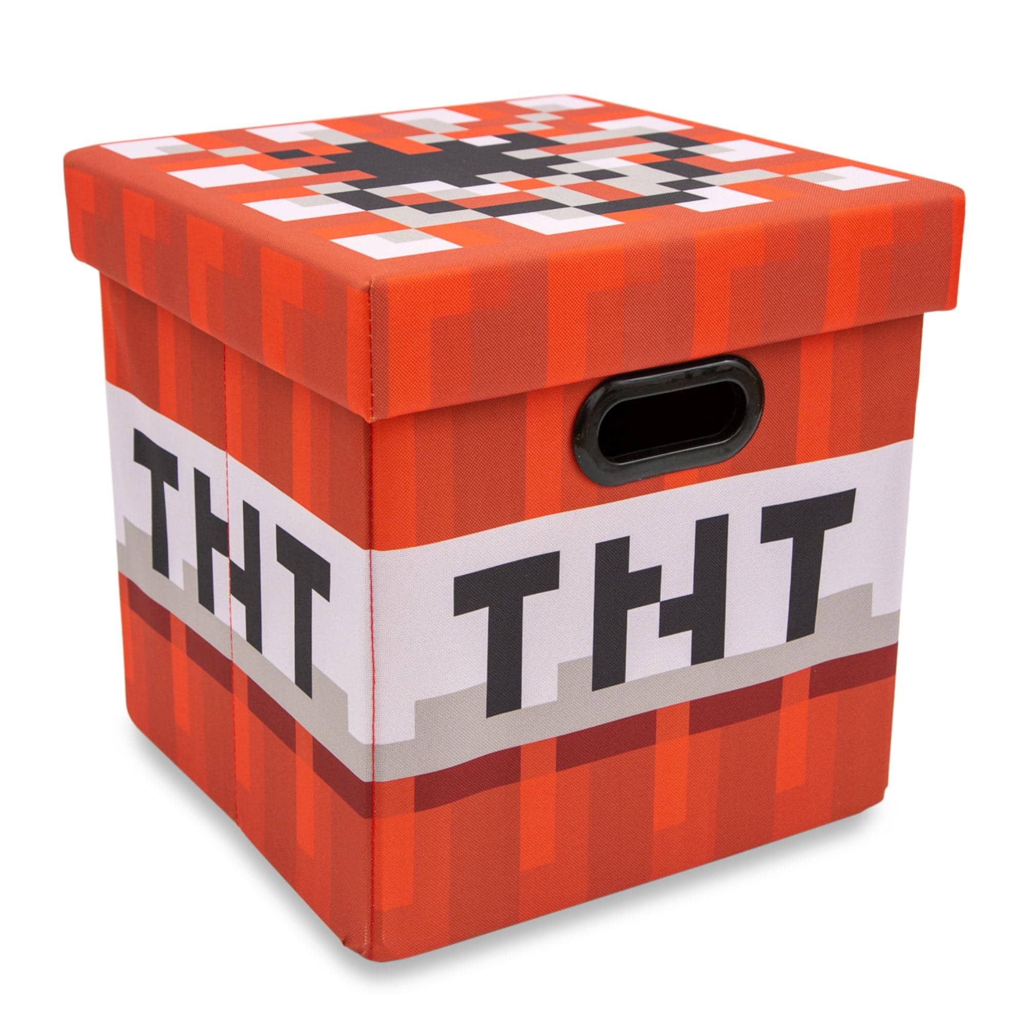 Ukonic - Minecraft TNT Block Fabric Storage Bin Cube Organizer with Lid | 13 Inches - Red
