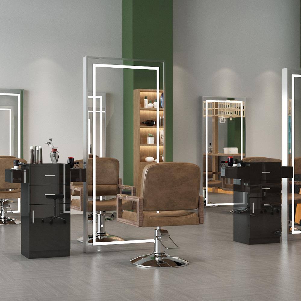 Alt View 2. Winado - Salon Station Barber Storage Cabinet with 2 drawers & Cabinet & 6 Hair Dryer Holders for Hair Styling Makeup Beauty Spa - Black.