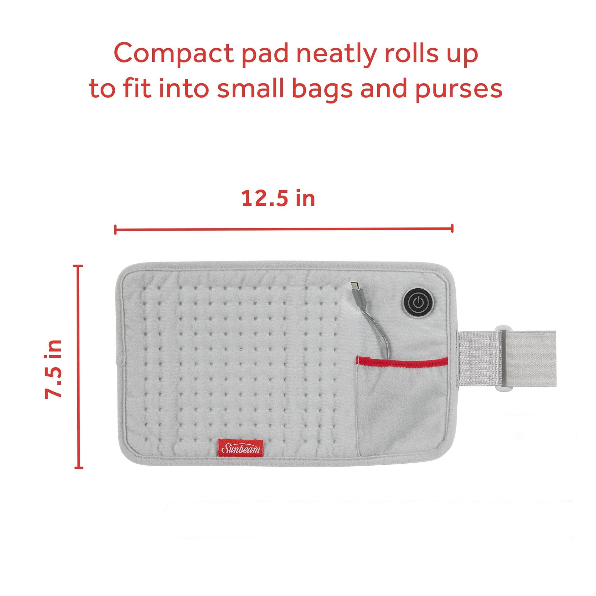 Compact pad neatly rolls up to fit into small bags and purses 12.5 in 7.5 in Sunbeam