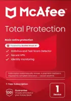 McAfee - Total Protection (1-Device) Antivirus & Internet Security Software (1-Year Subscription) - Android, Apple iOS, Chrome, Mac OS, Windows - Front_Zoom