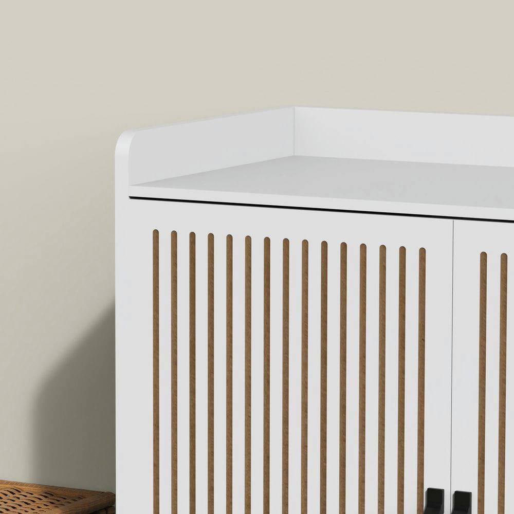 Alt View 6. Kadyn - Multi-Functional Shoe Cabinet with Stool and Adjustable Shelves - White - White.