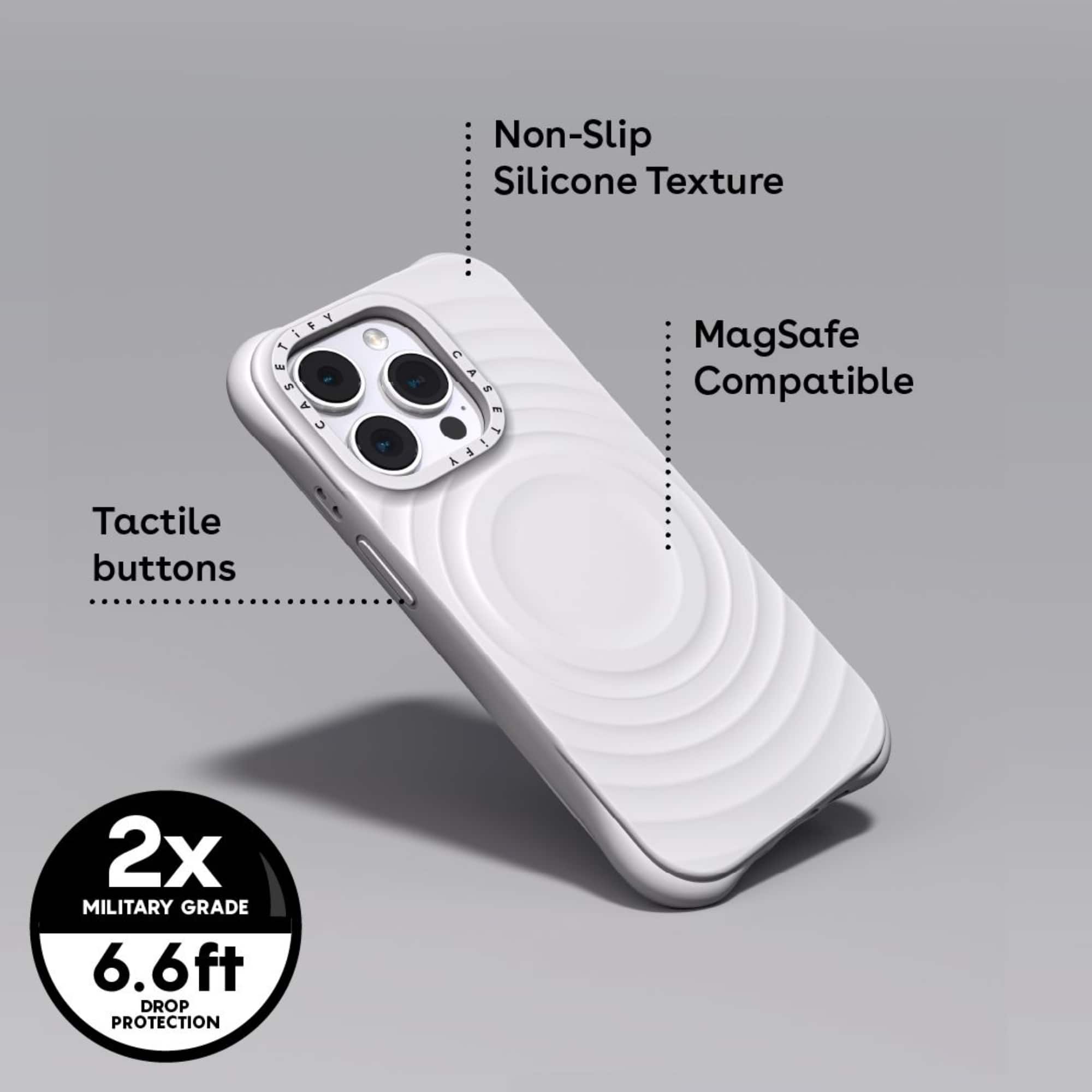 Non-Slip Silicone Texture MagSafe Case Tactile Buttons 2x Military Grade 6.6ft Drop Protection