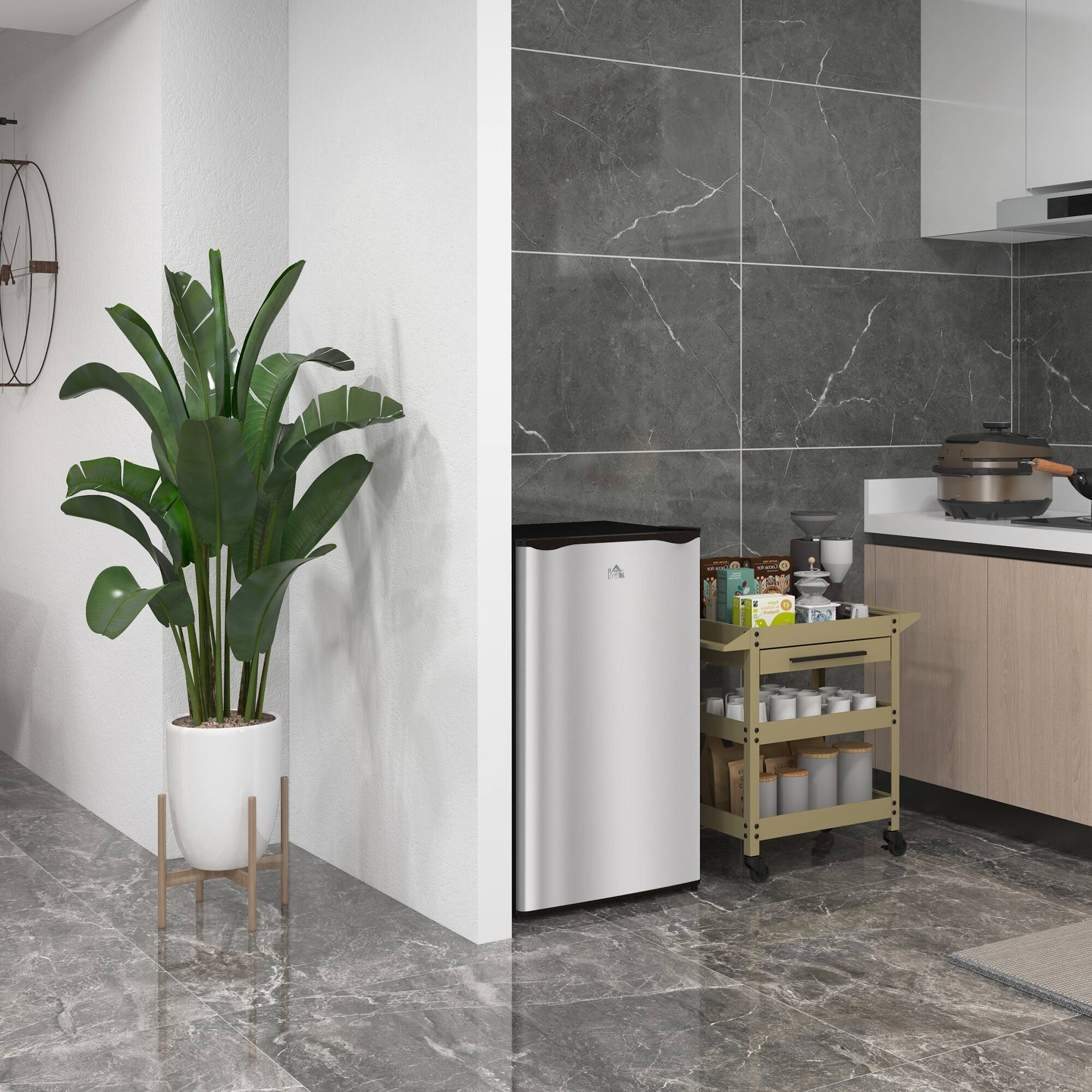 Alt View 1. Aukfa - 3.2 Cu.Ft Mini Fridge with Freezer - Adjustable Thermostat, Reversible Door, Energy Efficient for Bedroom/Dorm/Office - Silver.