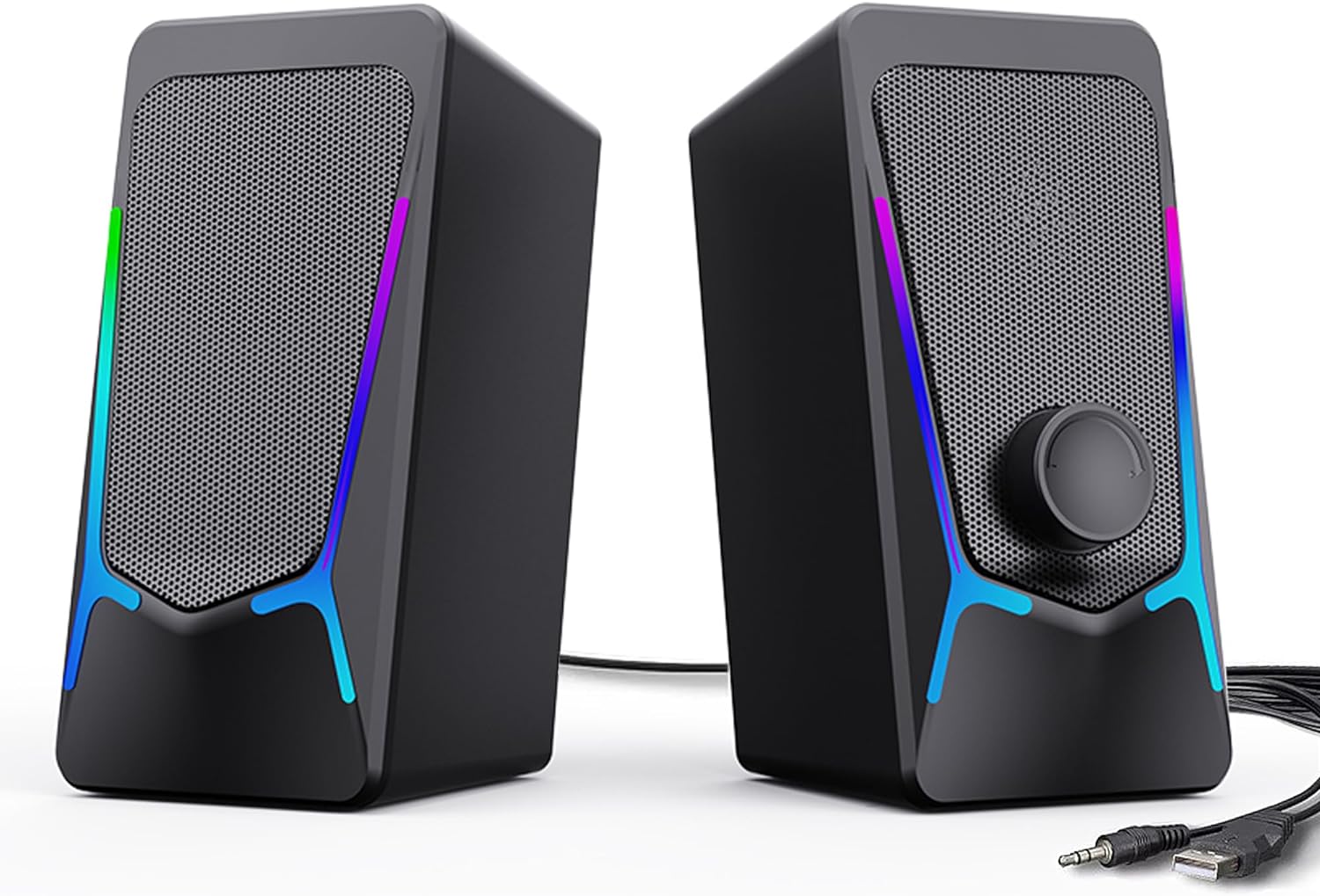 Front. Stamp n Camp - ROSON Computer Speakers, Gaming PC Speakers with Enhanced Bass and Volume Control, Stereo 2.0 USB Powered 3.5mm Aux for.