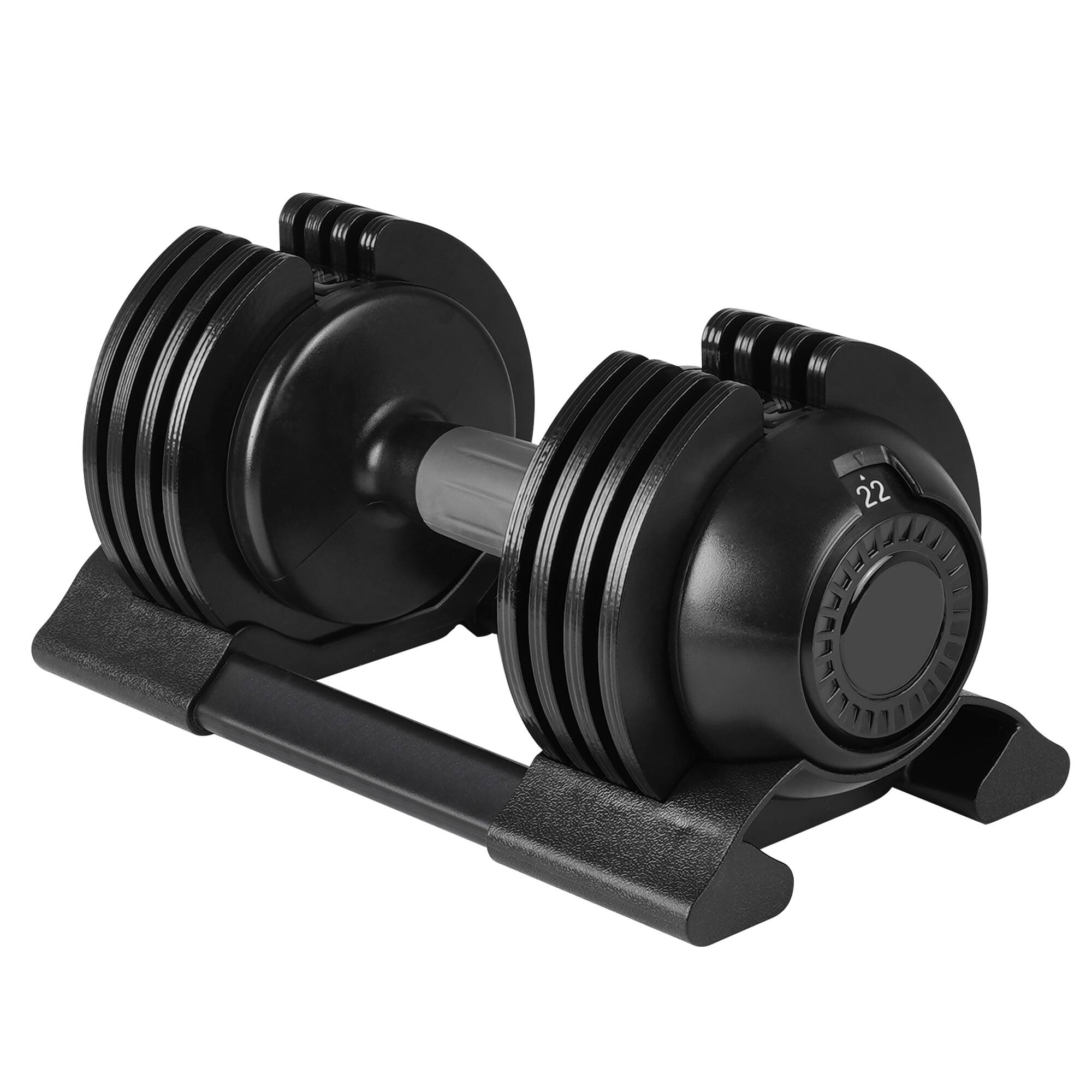 Left. ELEMENT ACE - Adjustable Dumbbell 22LBS - Strength Training for Home Gym Workouts - Black.