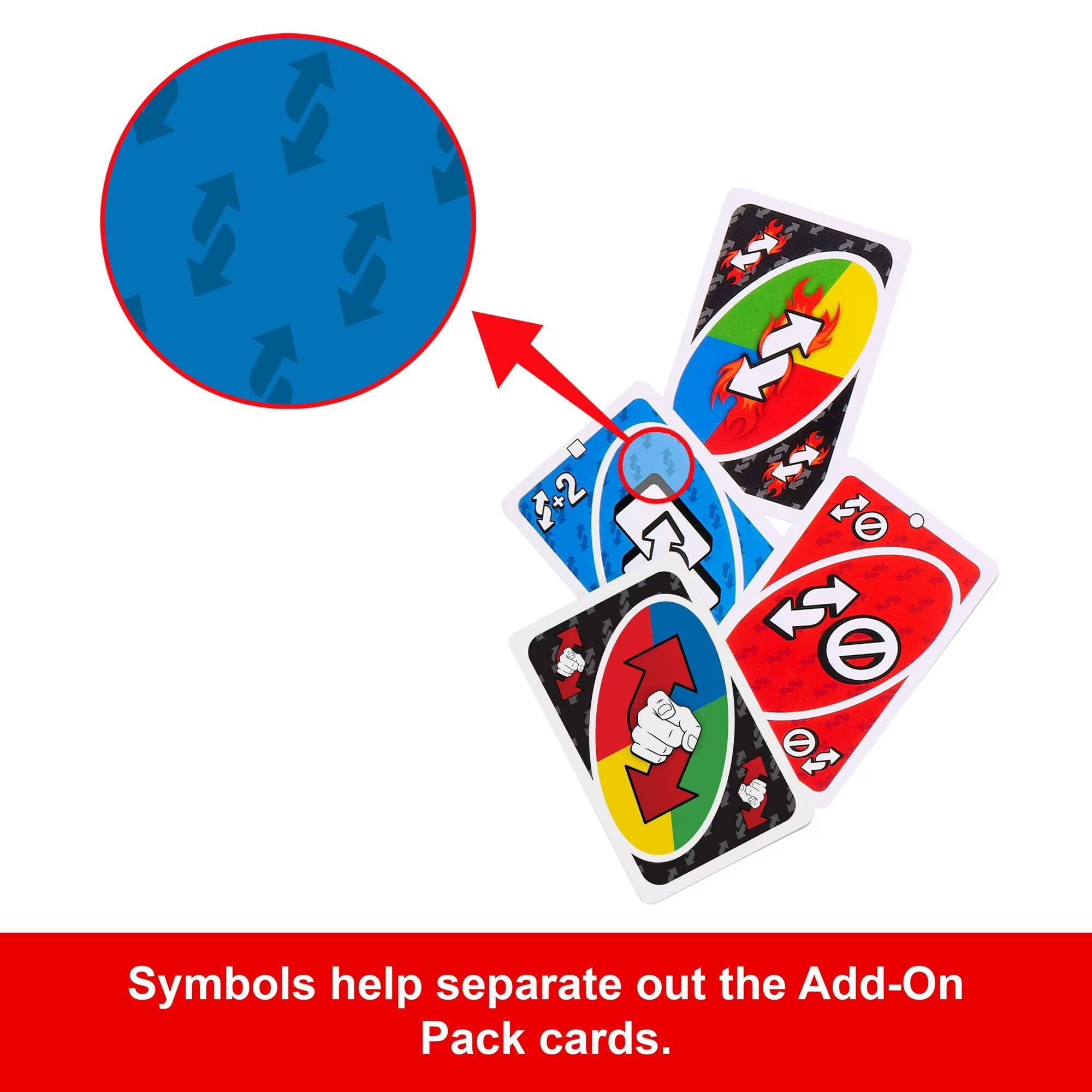 Symbols help separate out the Add-On Pack cards.