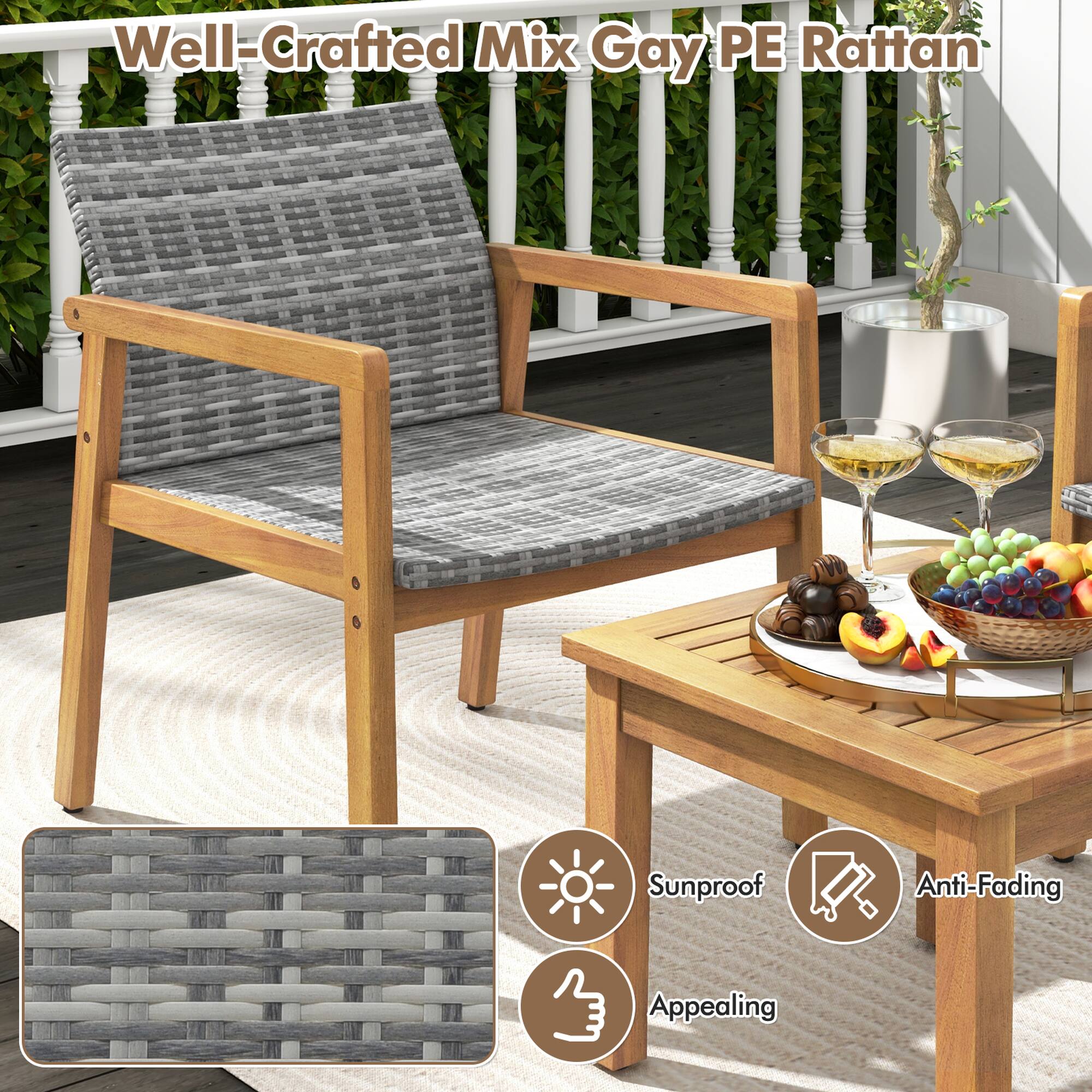 Well-Crafted Mix Gay PE Rattan, Sunproof, Anti-Fading, Appealing