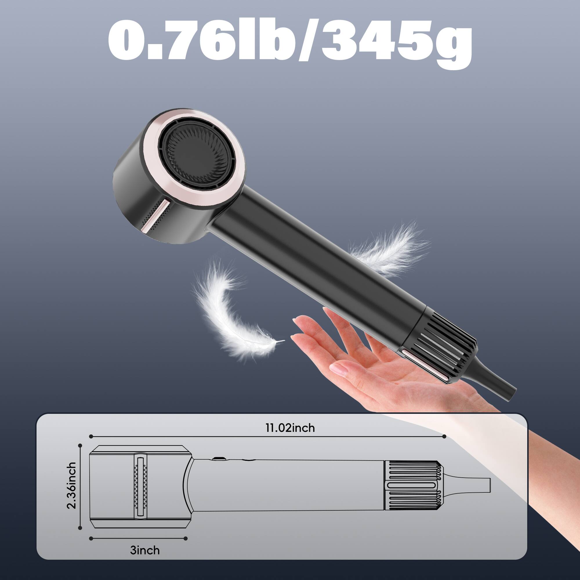 0.76lb/345g

2.36inch

11.02inch

3inch