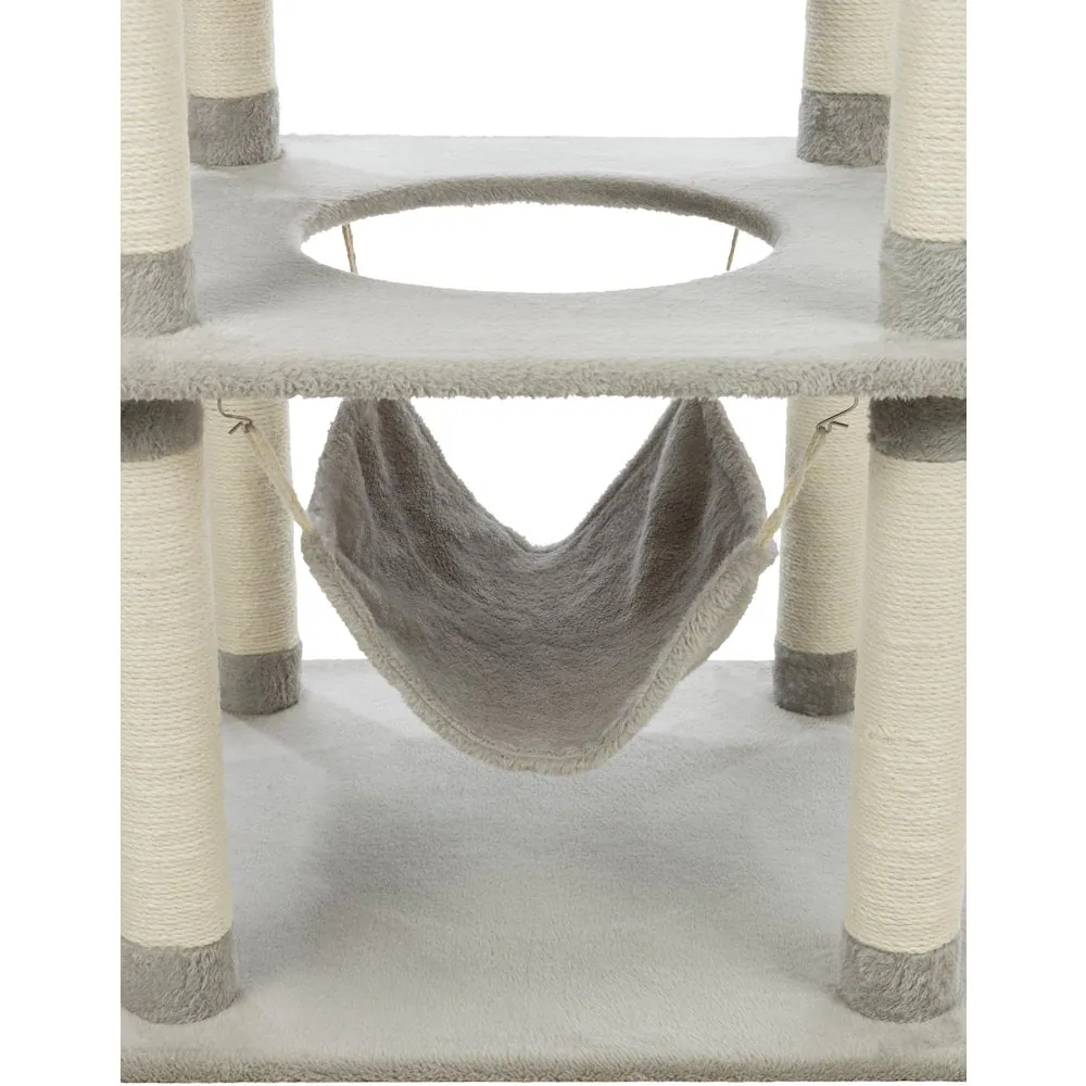Alt View 3. TRIXIE - Abby Plush 4-Level Cat Tree with Sisal Scratching Posts Condo & Cat Toy - Gray.